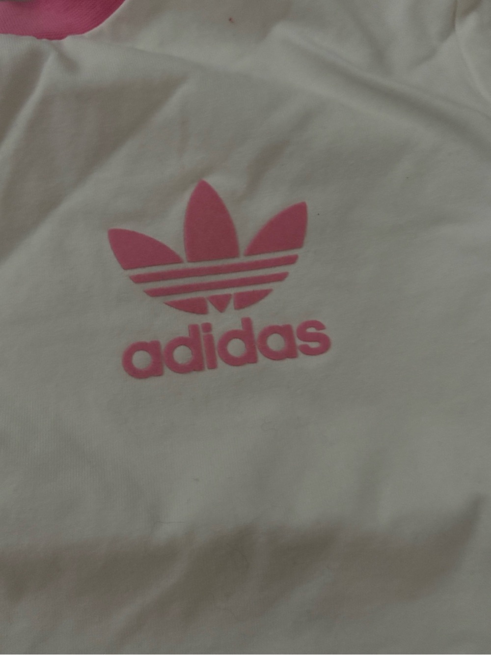 adidas White and Pink Trefoil Short Sleeve Tee - Picture 3 of 4